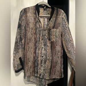 Sparkle & Fade Sheer Animal Print Blouse
